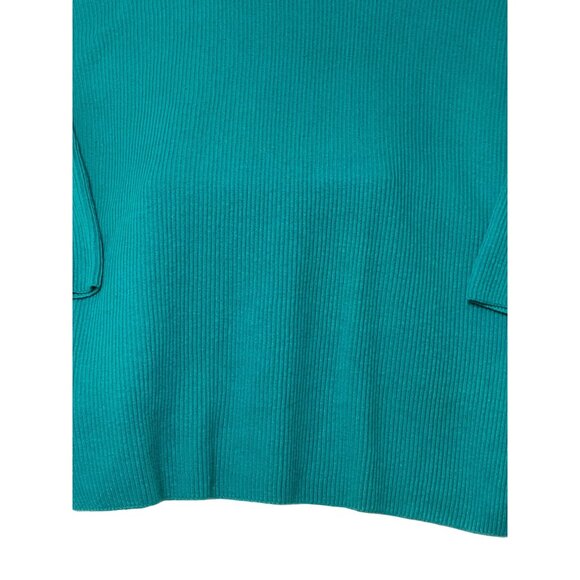 Teal Ribbed Turtleneck Sweater By R.T.W. Ready To Wind Down - L Cotton Knit Pull - Picture 15 of 16